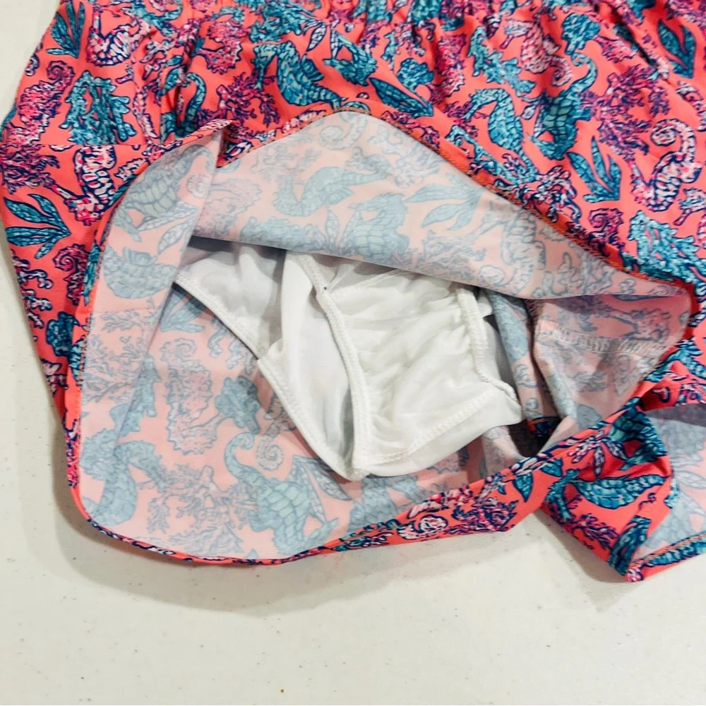 Simply Southern Shorts Pink Blue Coral Seahorses Pull On Elastic Waist Medium. - Picture 3 of 5